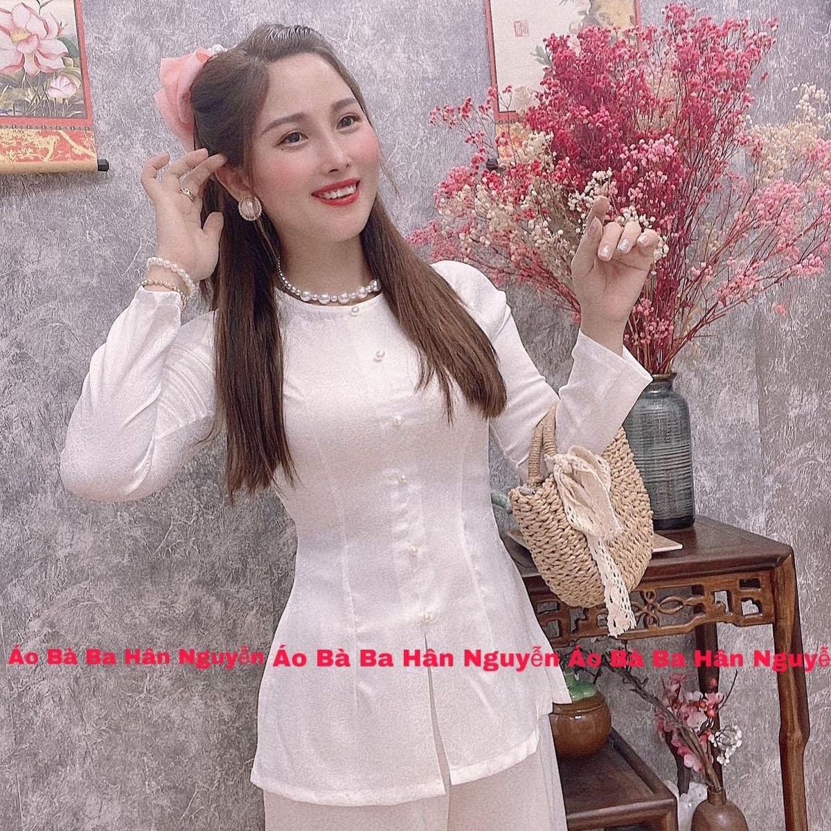 ÁO BÀ BA GAM  DÂY KÉO + QUẦN  (HOA HỒNG)