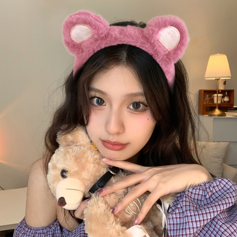 Cute pink bear ears hair hoop, headband