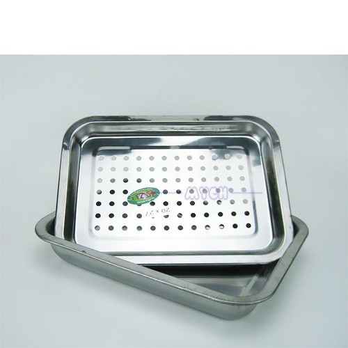 Bộ Khay úp chén - ly vuông 26x37 inox cao cấp/khay úp ly bằng inox có hứng nước. Dụng cụ úp chén
