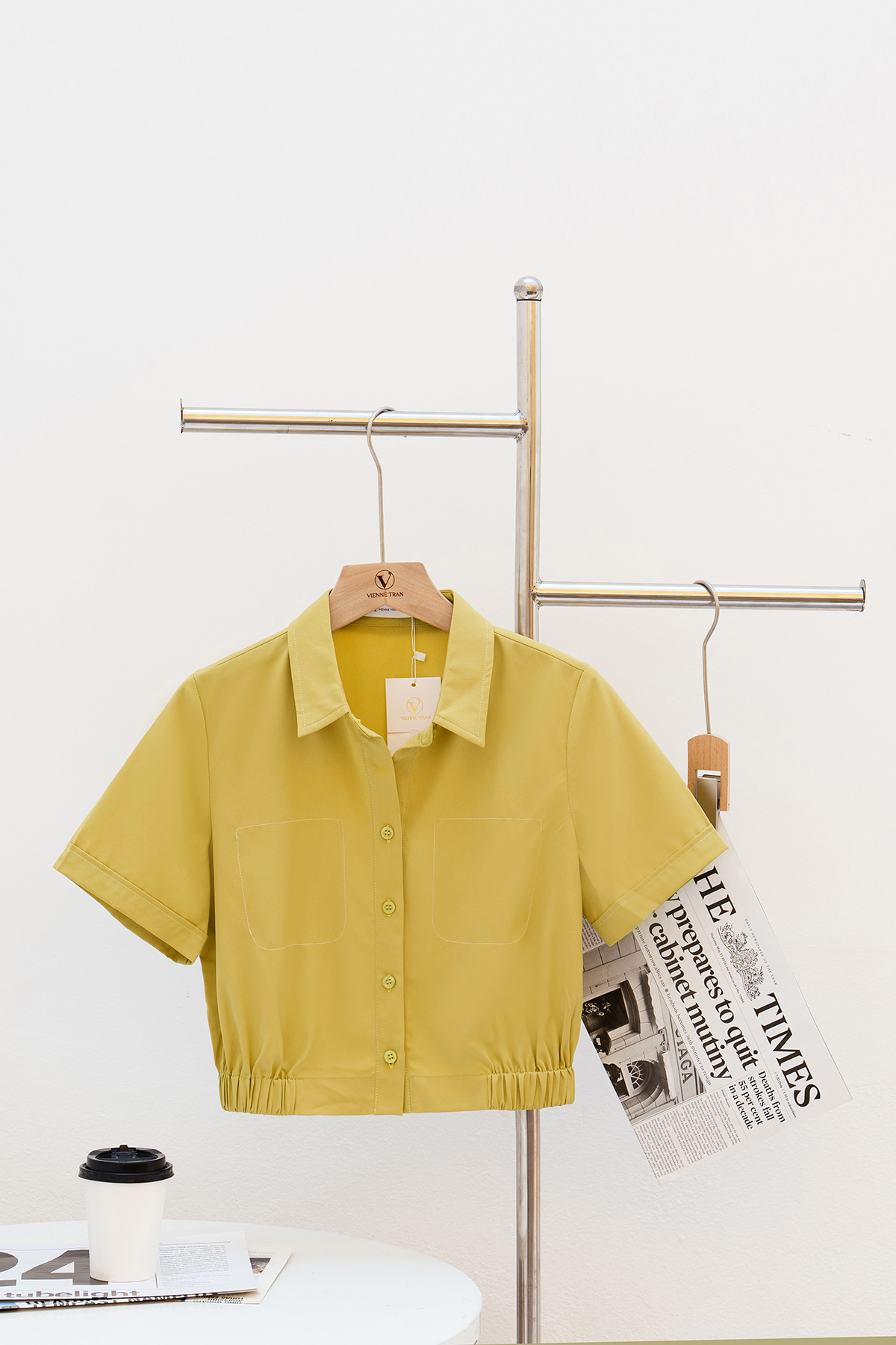 Áo Sơ Mi VIENTRAN Croptop Buộc Eo V61H23H006