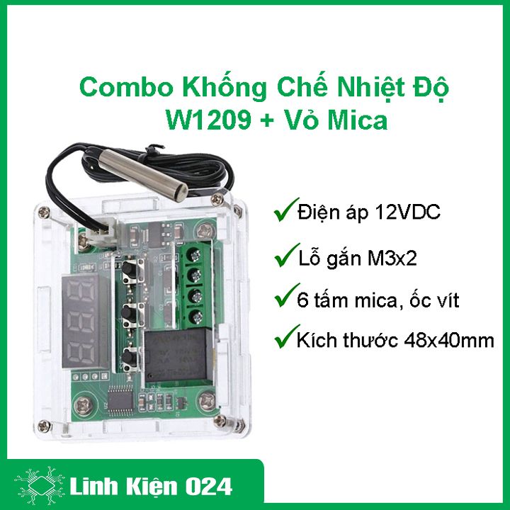 Combo Module khống chế nhiệt ddộ W1209 + vỏ Mica