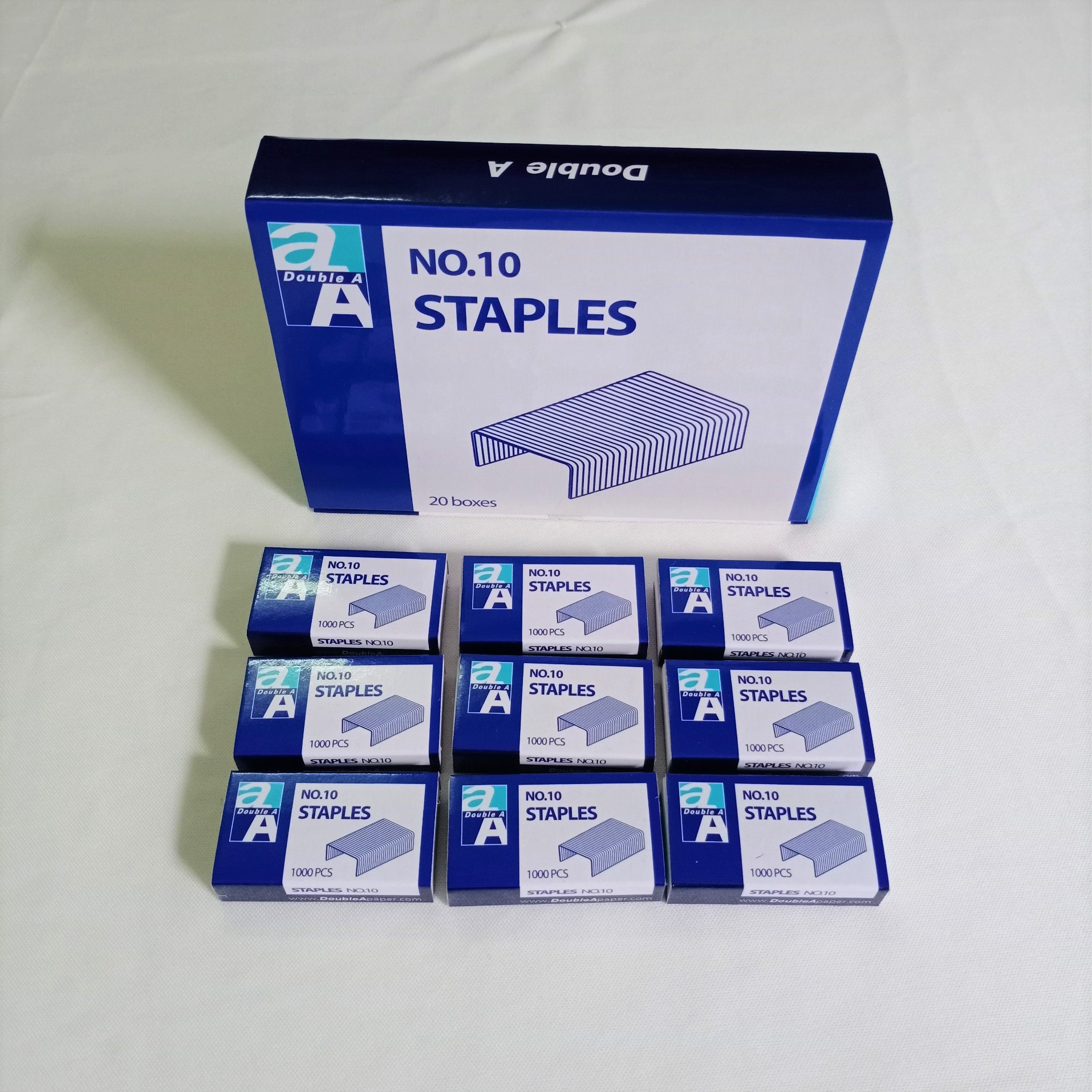 [HCM]1 hộp lơn 20 hộp nhỏ kim bấm số 10 DOUBLE A(1000ghim bấm/1 hộp nhỏ)