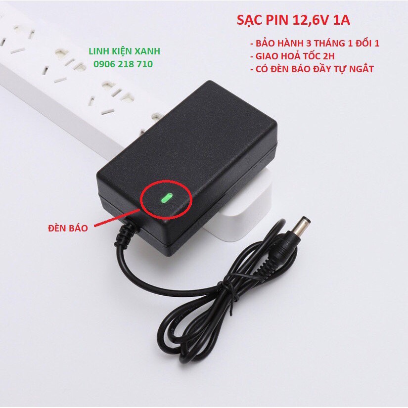 Sạc pin lithium 12.6v 1a li-ion, sạc pin 18650, chuyên sạc pin li-ion 10.8v - 12v,sạc máy khoan tay
