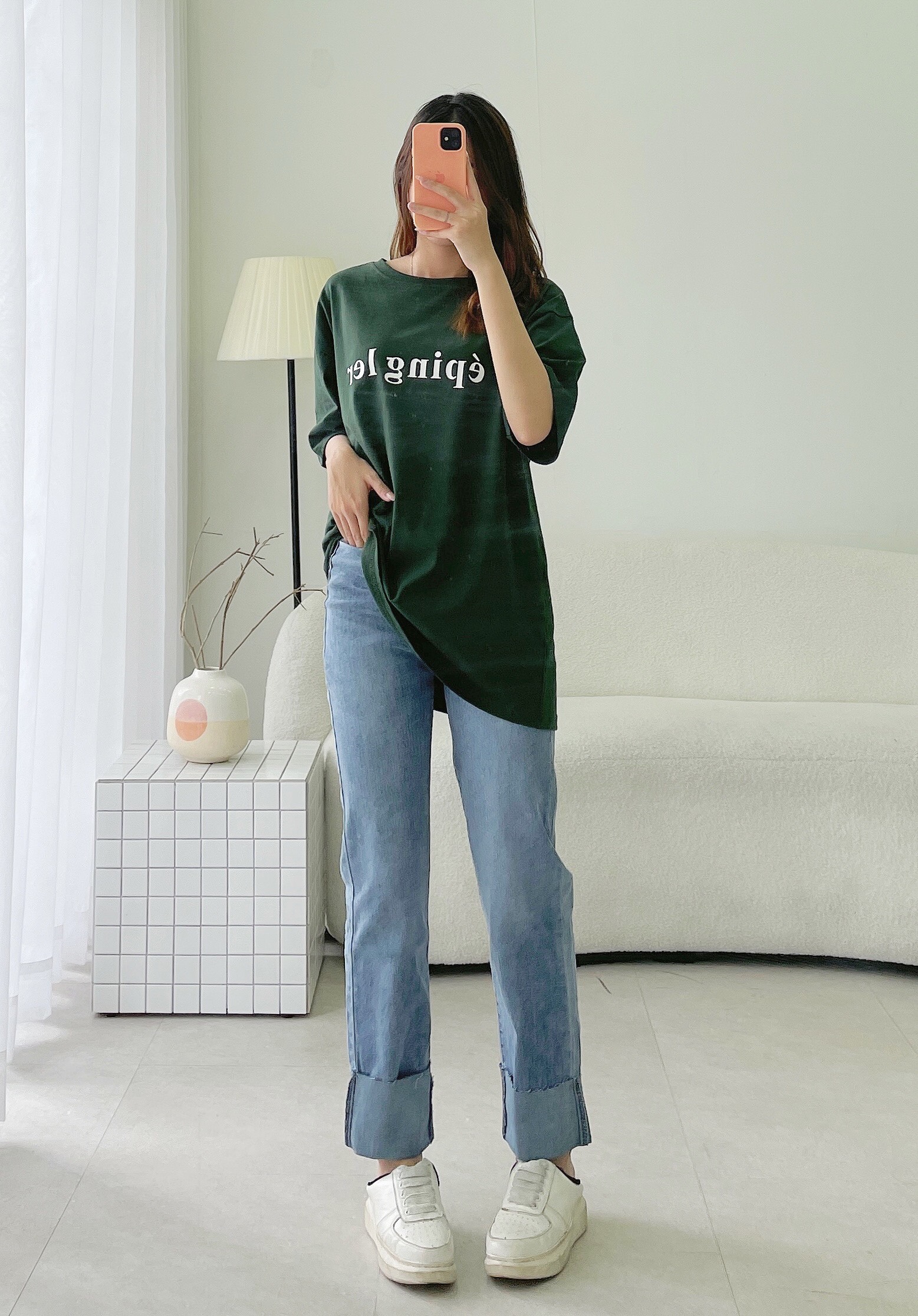 Quần Jean Ống Đứng LẬT LAI - Leda