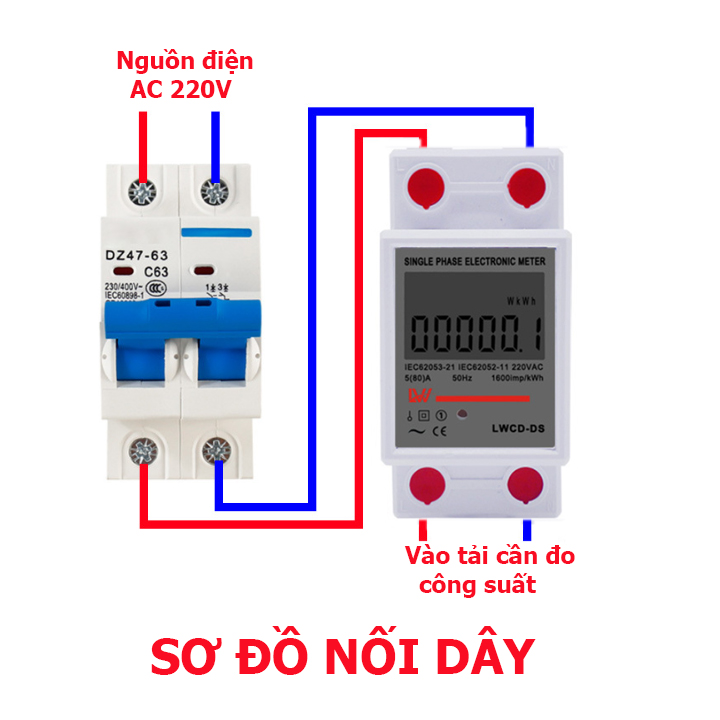 Công tơ điện tử có 1 pha 80A 220V 1 thông số