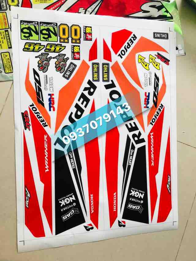 tem rời winner repsol dan xe trắng