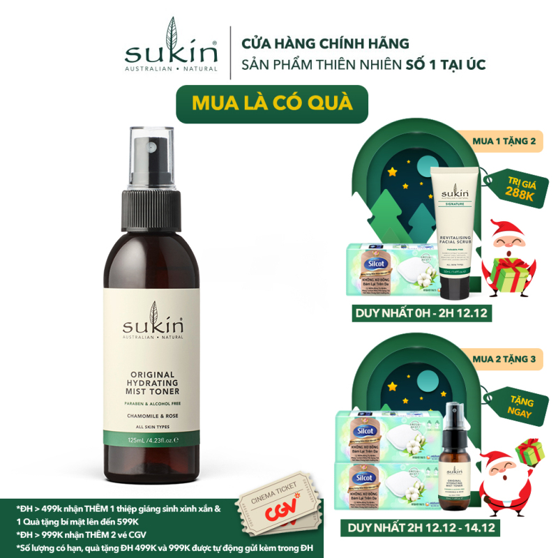 Nước Cân Bằng Dạng Phun Sương Sukin Original Hydrating Mist Toner 125ml