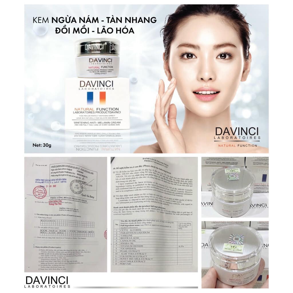 KEM DƯỠNG TRẮNG DA MỜ NAM DAVINCI 30gr