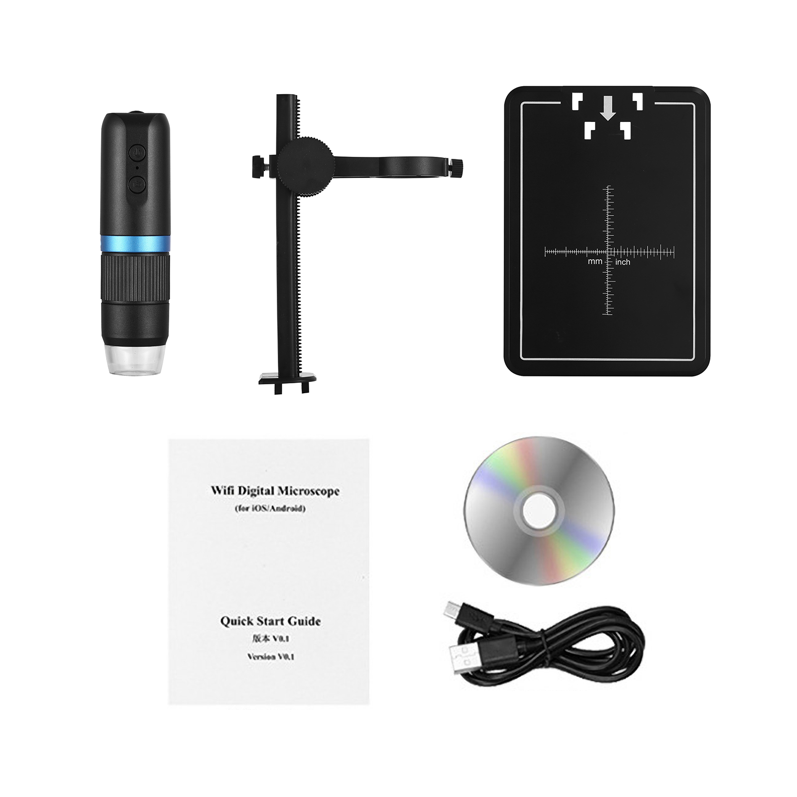 WiFi Wireless Digital Microscope Handheld Portable Microscope Camera 50X to 1000X Magnification 8 Adjustable LED Lights Compatible with iOS Android Smartphone Tablet Computer