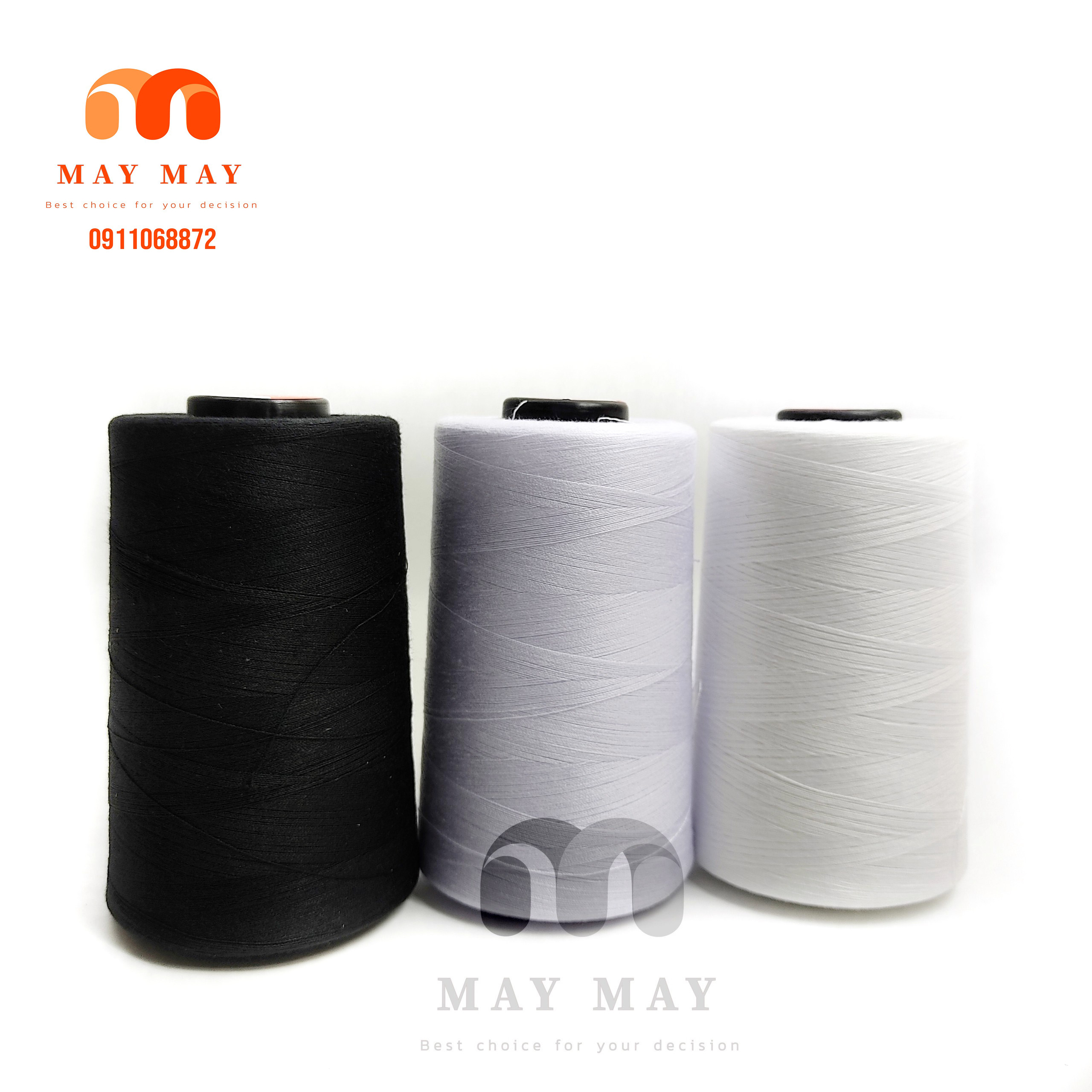 Chỉ may hiệu Gitai ống lớn 4000m có 3 màu trắng đen kem