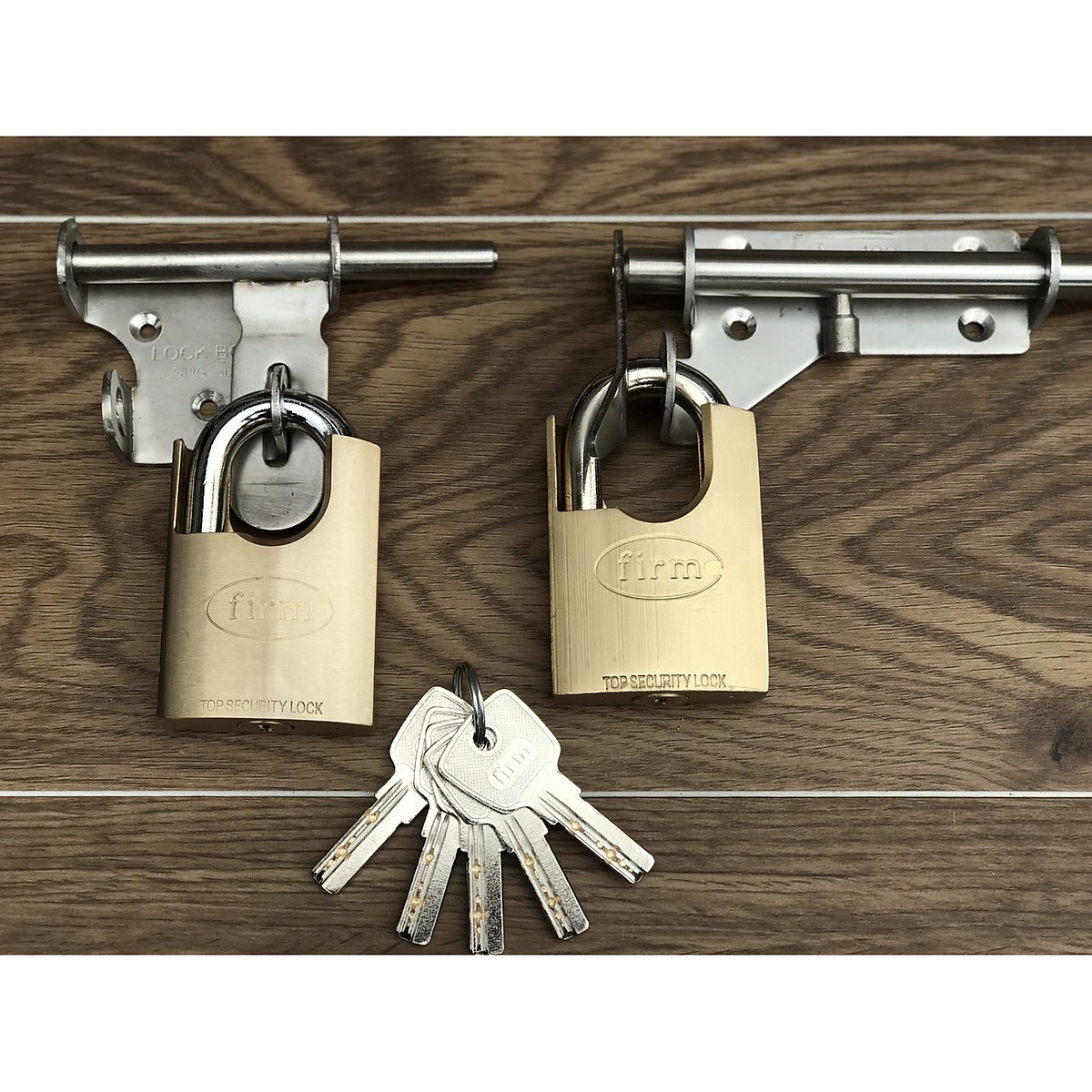 Bộ 2 ổ khóa chốt cắt mở chung 1 chìa FIRM, Khóa móc, khóa bấm 5 chìa vi tính chống dò