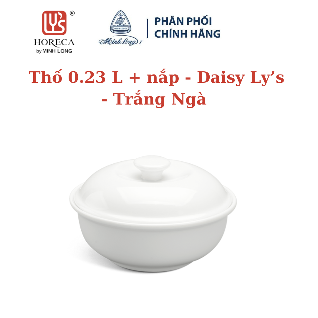 Thố 0.23 l có nắp daisy lys trắng ngà - gốm sứ cao cấp minh long i