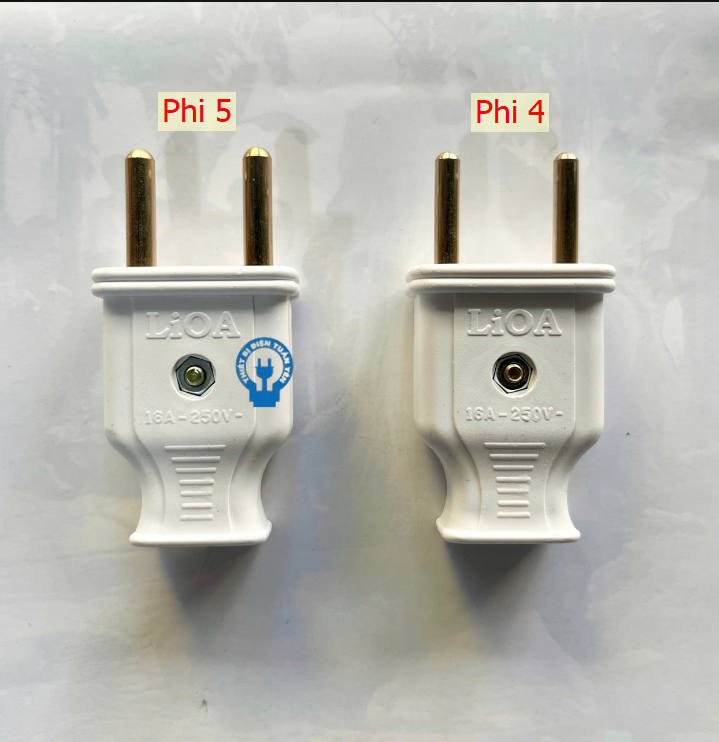 Phích cắm điện Lioa chân tròn phi 4 - phi 5 chất liệu nhựa cứng cáp