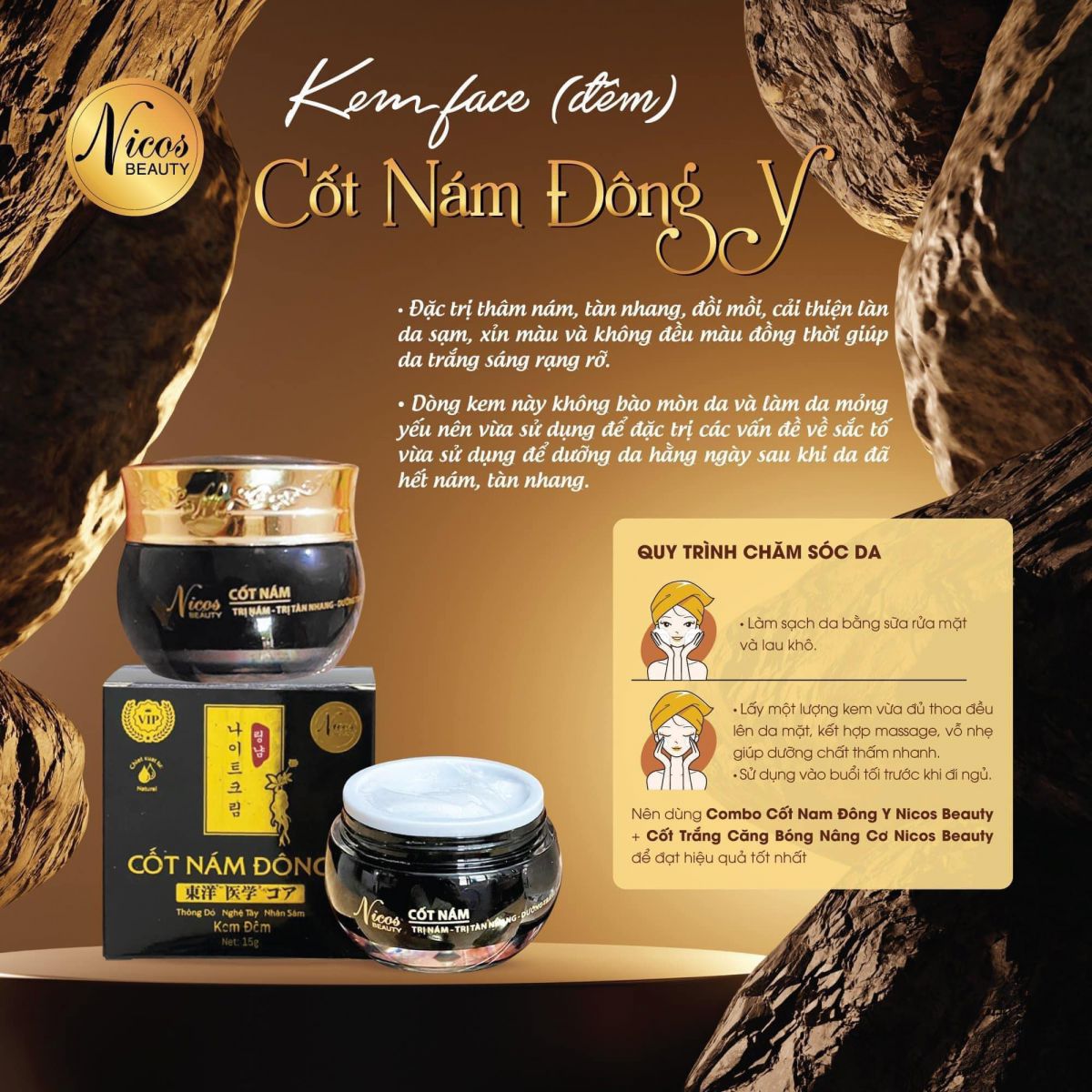 (MẪU MỚI) Cốt Nám Đông Y Nicos (Chính Hãng 100%)- Thanh Nhi (tặng sửa rữa mặt)