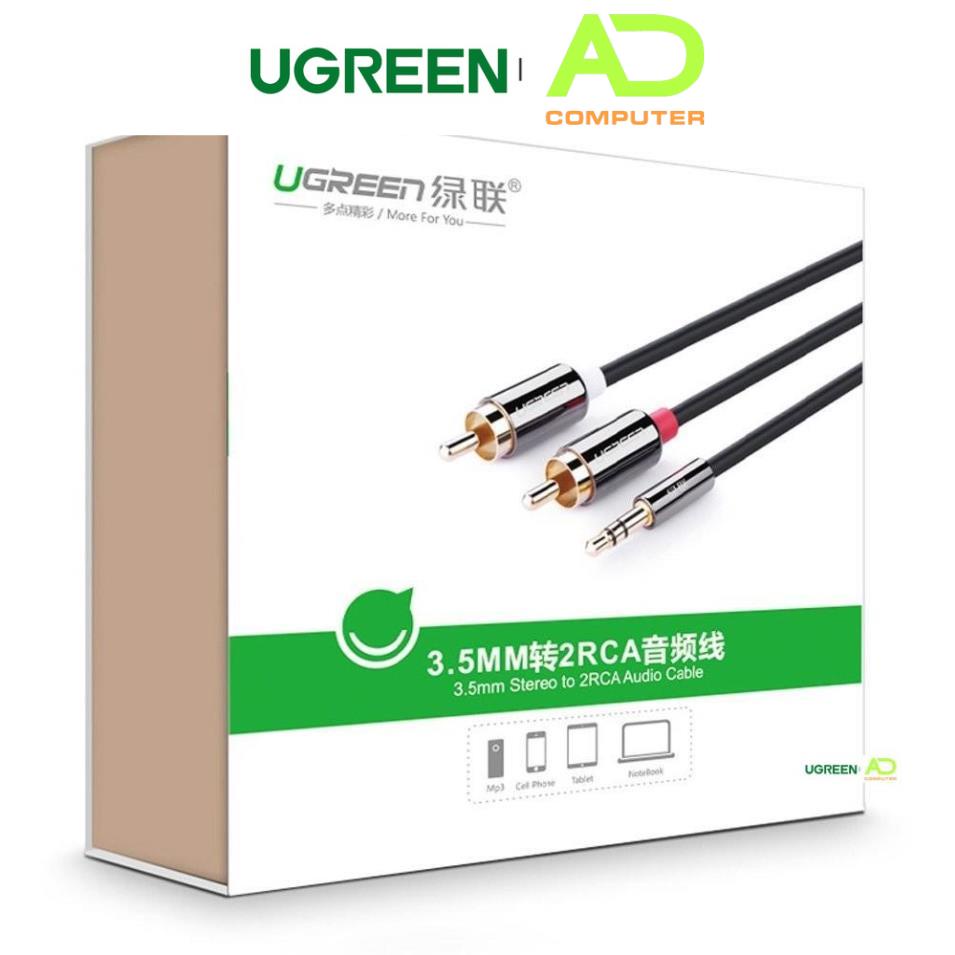 Dây Audio 3.5mm ra 2 đầu RCA Hoa sen UGREEN AV116