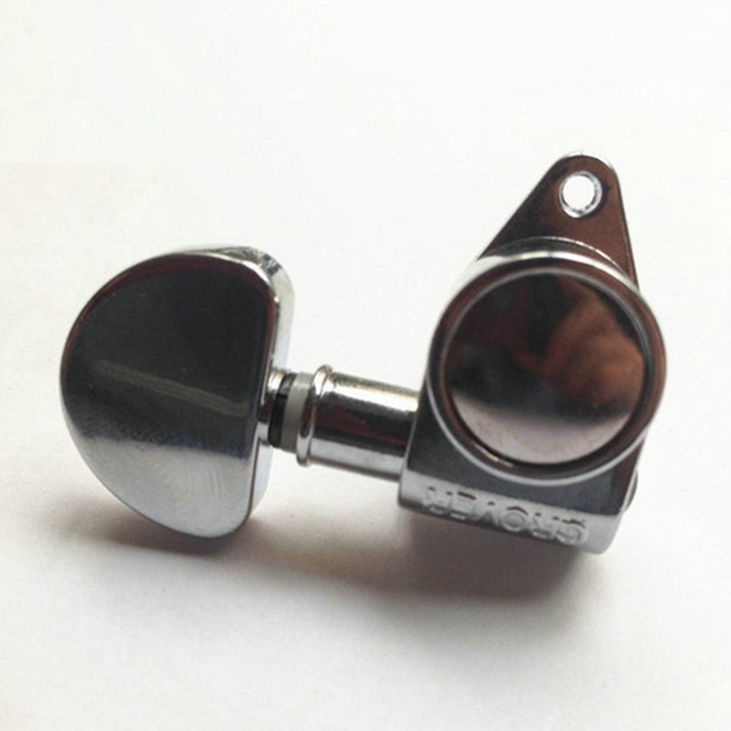 1Set Guitar String Knob Grover String Winder Keys Tuners Machine Heads Fully Enclosed Silver