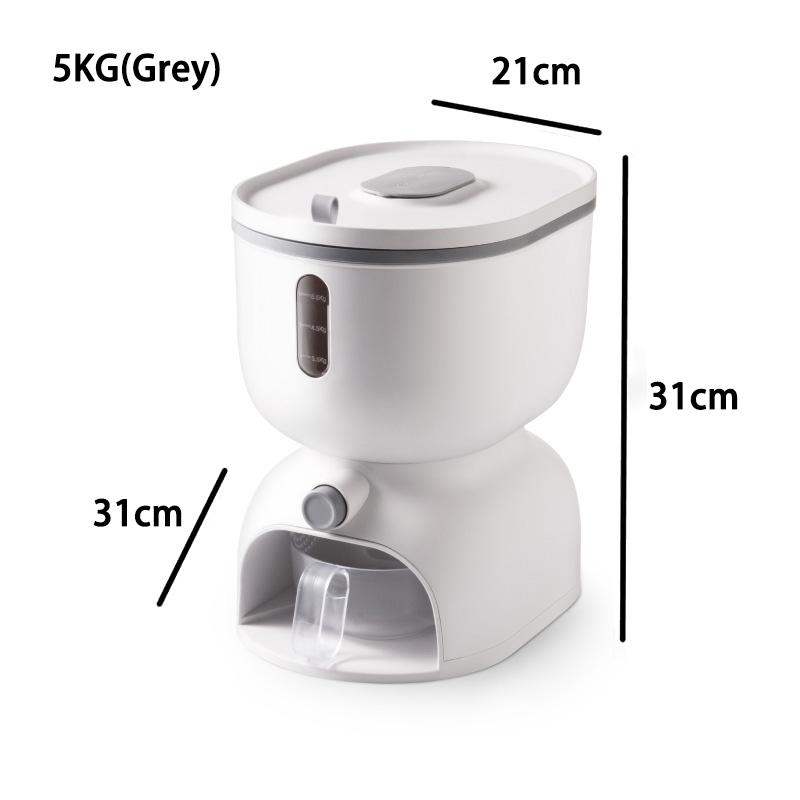 HKStorage Kitchen Rice Storage Bucket Grains Flour Measurable Container Anti-moisture and Insect-Proof Flour Rice Sealed Storage Box Tank With Lid PP Safe Mmaterial 5kg/10kg
