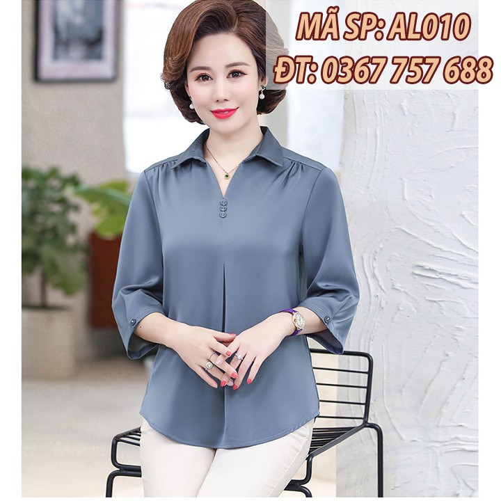 Áo Sơ Mi Chất Lụa Trung Niên Lịch Sự Sang Trọng AL010