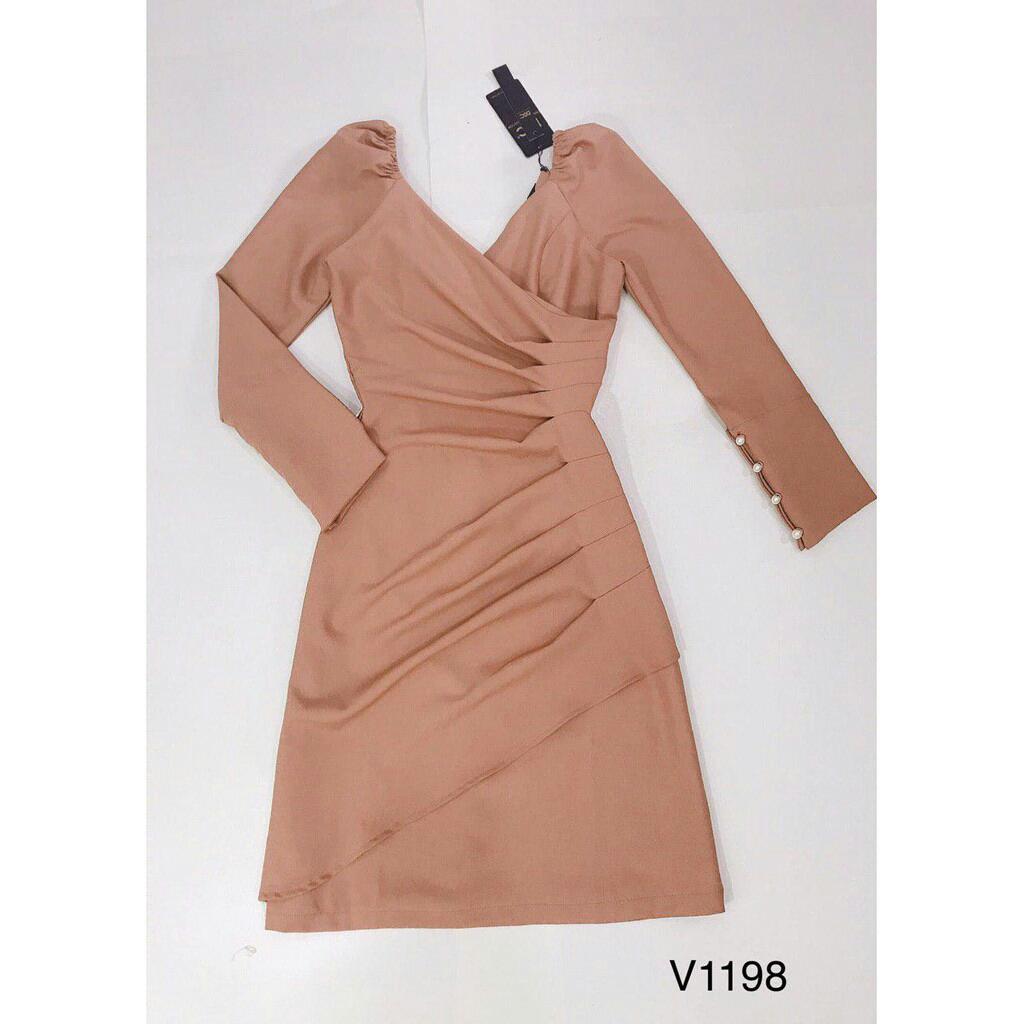 Đầm xòe màu nude thiết kế V1198