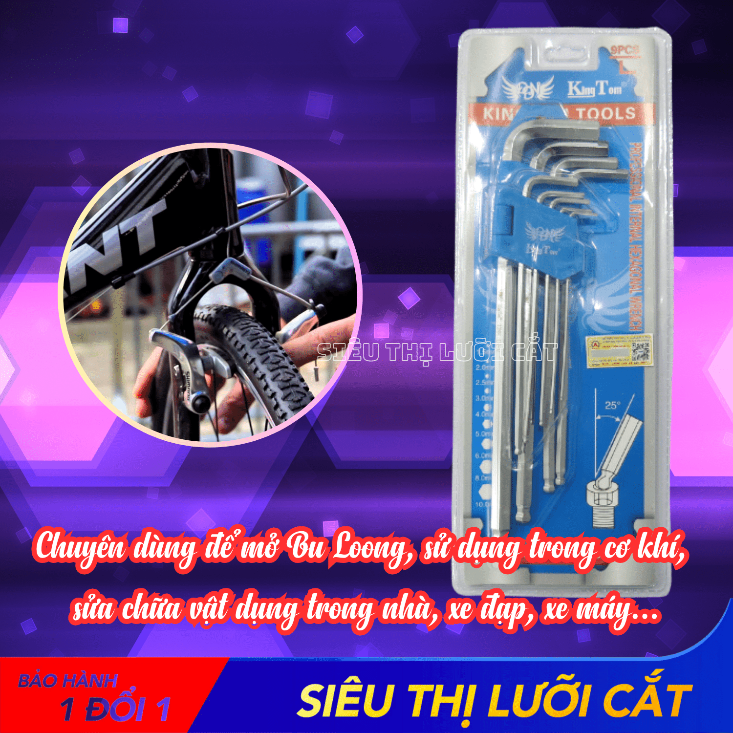 Bộ Lục Giác Bi KingTom (size L, 9 món)