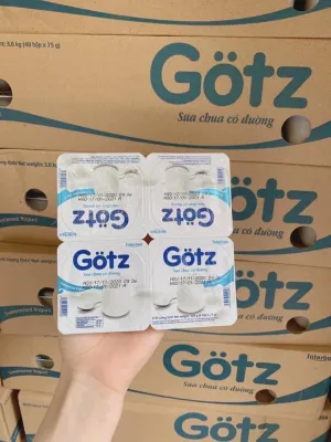 [Ăn Là Nghiền] Sỉ thùng sữa chua trắng Gotz 48 hộp x 75gr date luôn mới