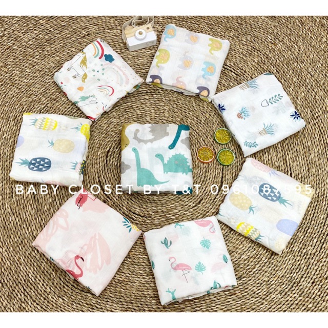 Hộp/Set 2 khăn đa năng sợi tre lụa Aden Anais xuất Anh