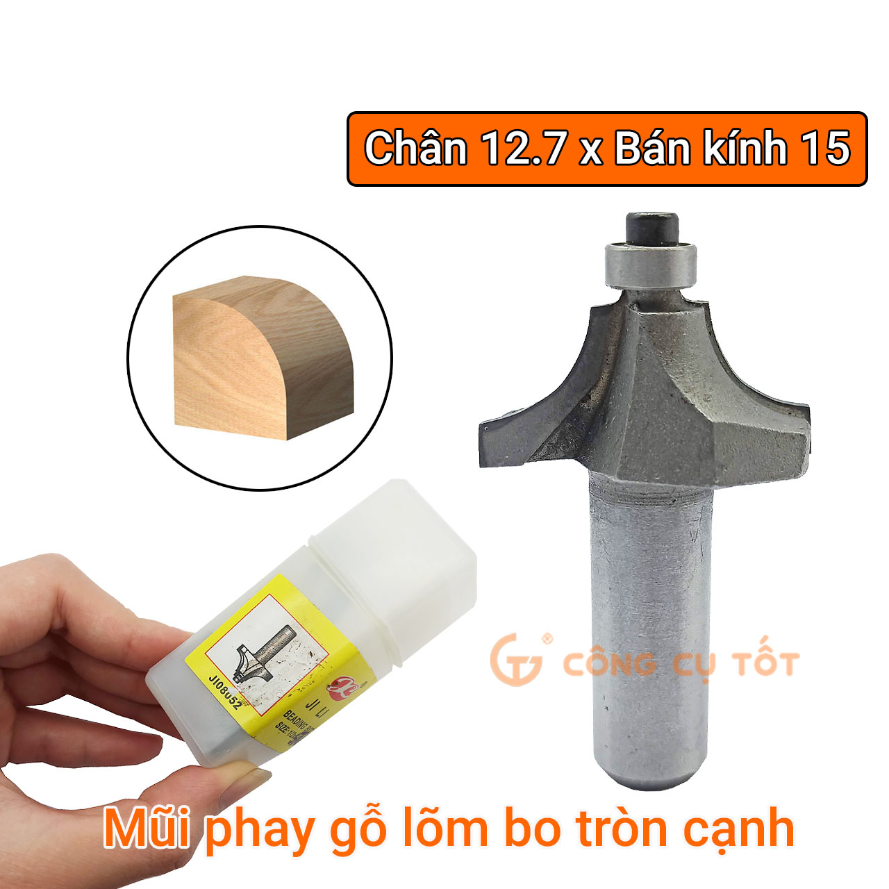 Mũi phay gỗ lõm bo tròn cạnh chân 12.7