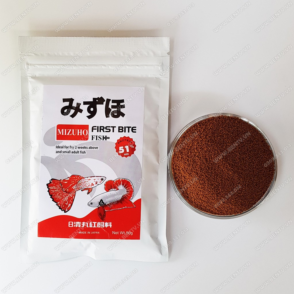 [Freeship+HCM+Luckyfish94] THỨC ĂN CHO CÁ 7 MÀU CÁ BETTA CÁ THỦY SINH CÁ CẢNH CÁM MIZUHO FIRST BITE A023 GÓI 50GR.