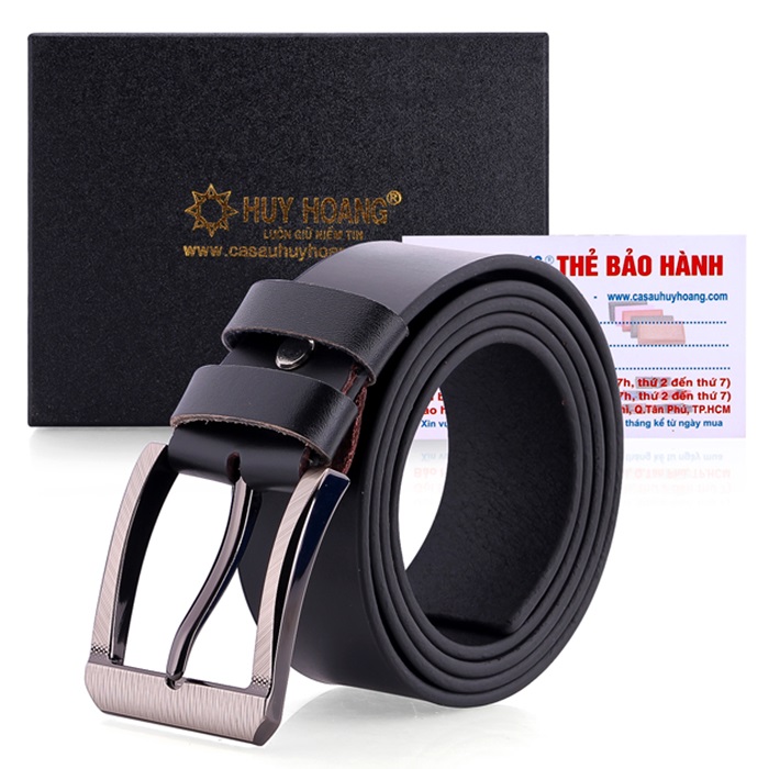Thắt lưng nam da bò  bát gài bản lớn màu đen HK4138