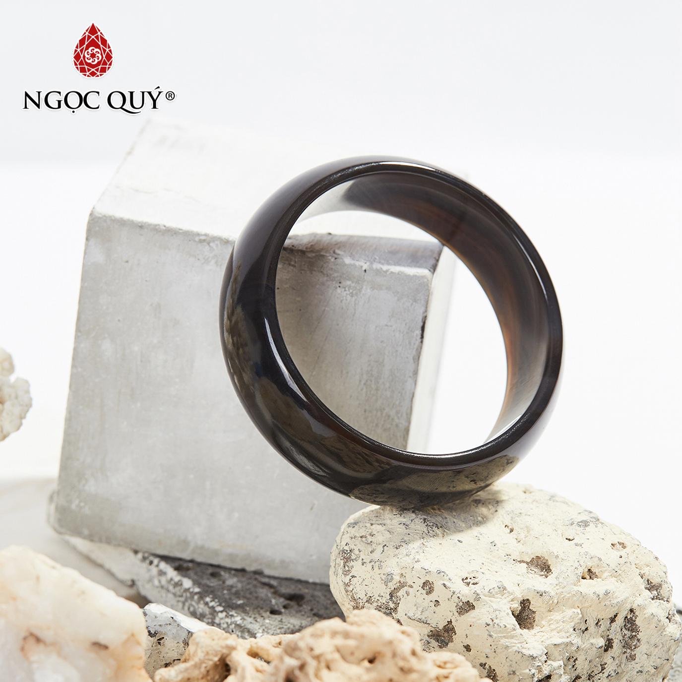 Vòng tay đá mã não đen bản hẹ 20mm ni 58 60 - ngọc quý gemstones