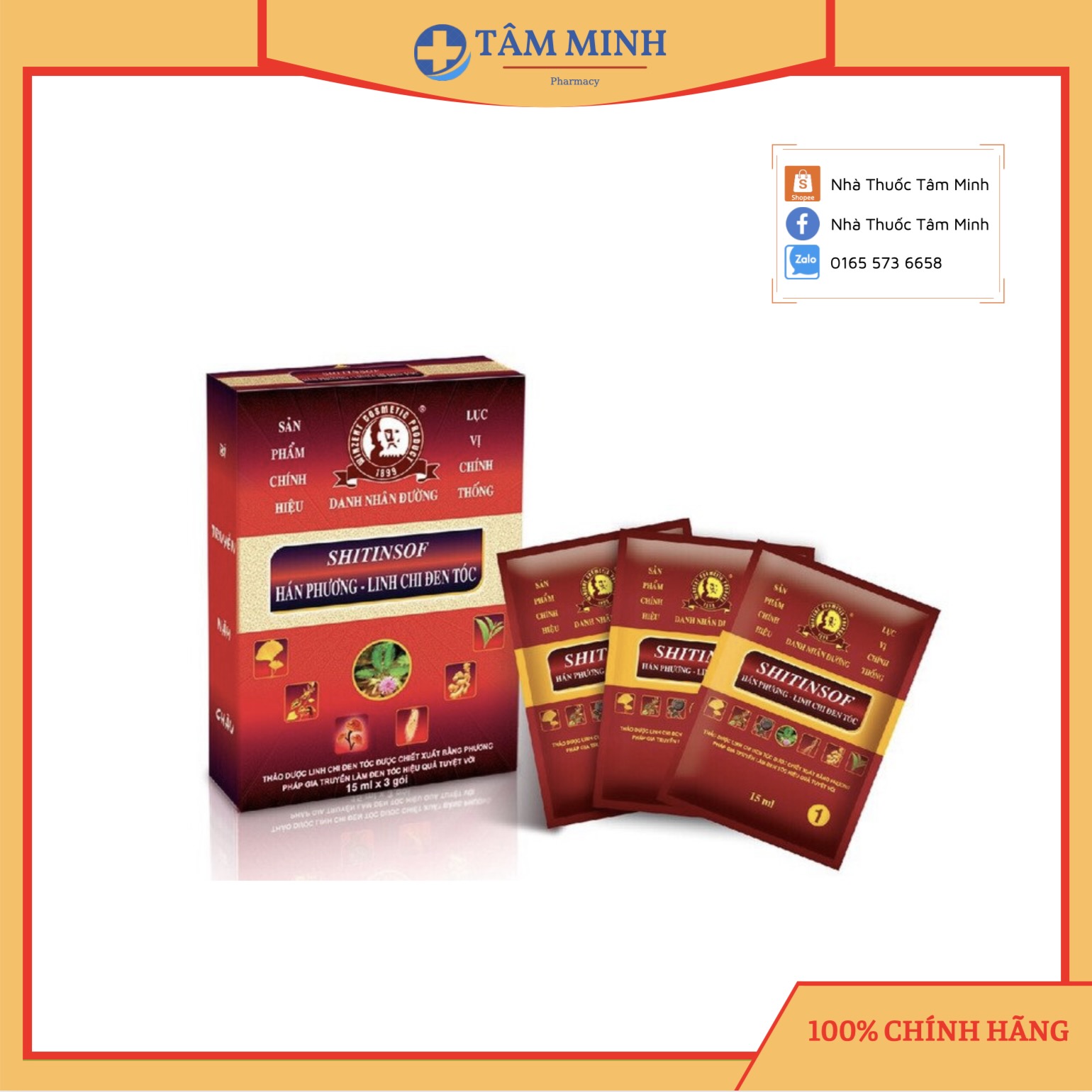 Dầu gội thảo dược đen/nâu tóc SHITINSOF - Hán Phương - Linh Chi