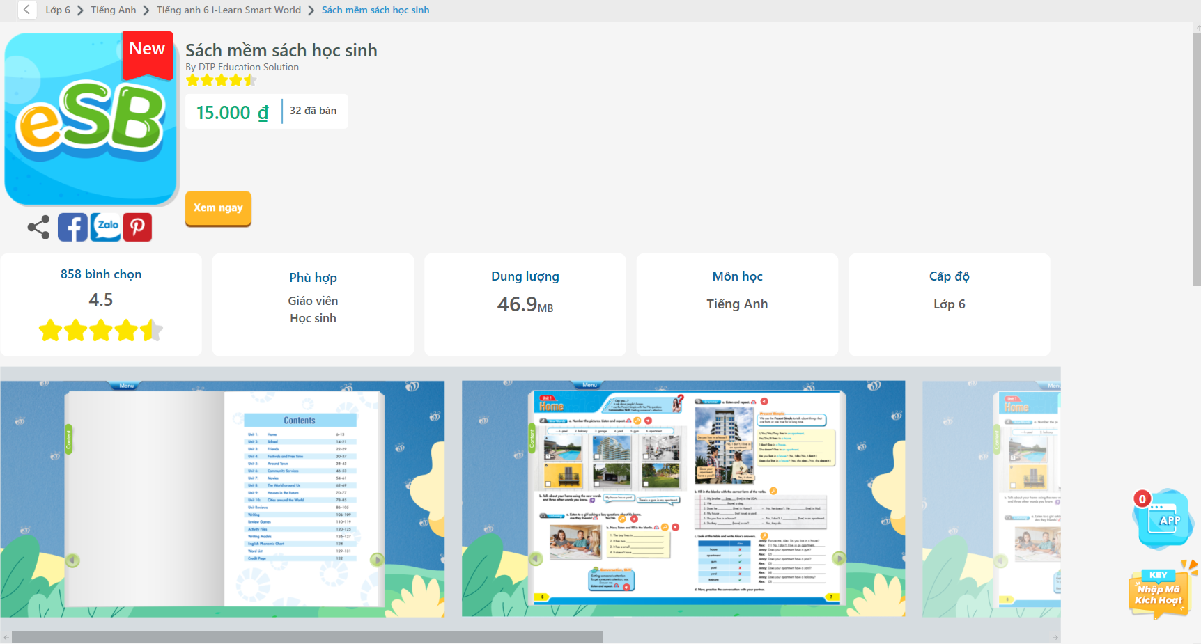 [E-BOOK] Tiếng Anh 6 i-Learn Smart World Sách mềm sách học sinh