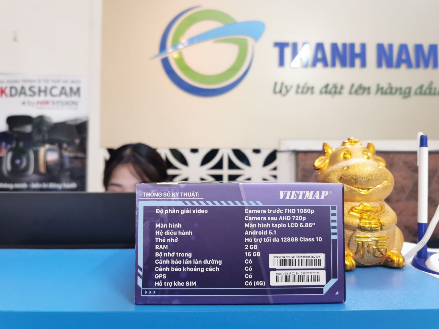 (Tặng thẻ 64G+Miễn phí lắp đặt) Camera hành trình Vietmap D22,Có Wifi, GPS, 4G, Đặt Taplo