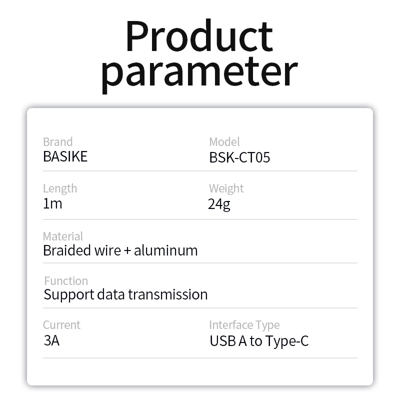 Cáp sạc Type-C 1M 3A sạc nhanh cho Samsung Huawei