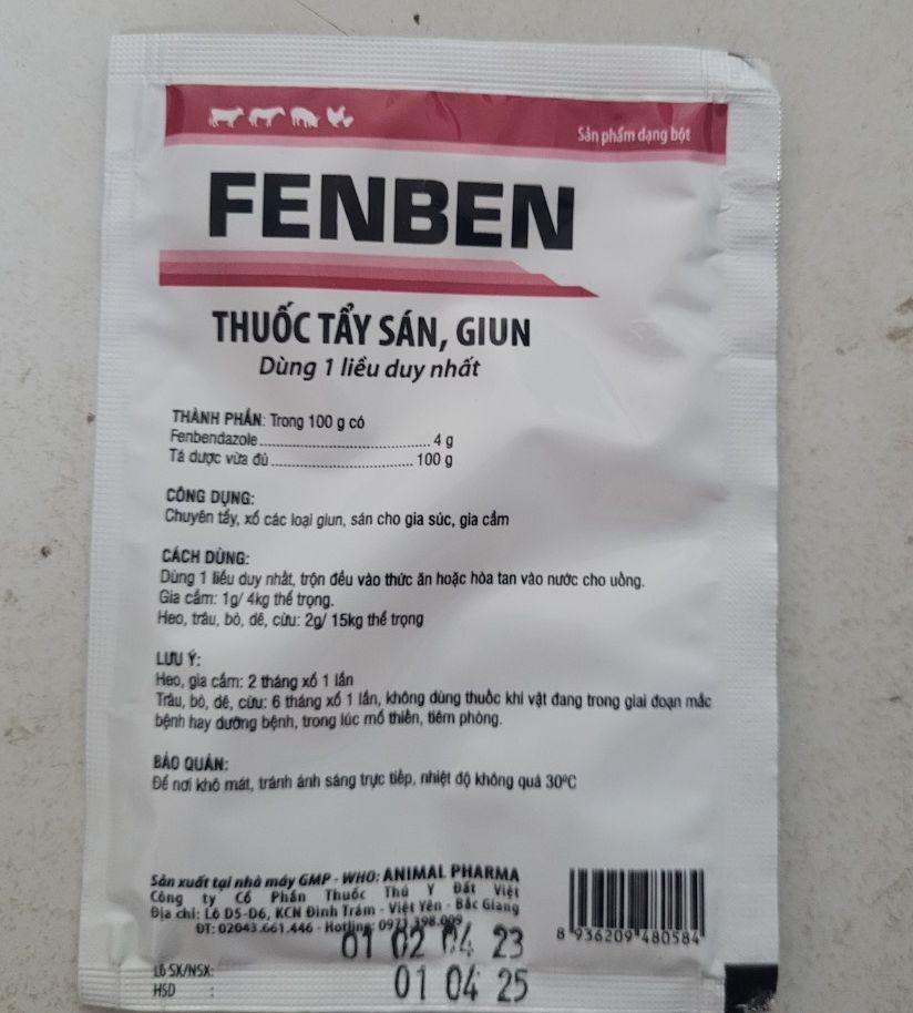 giun, sán 10g dạng viên và bột, dùng trong thú y