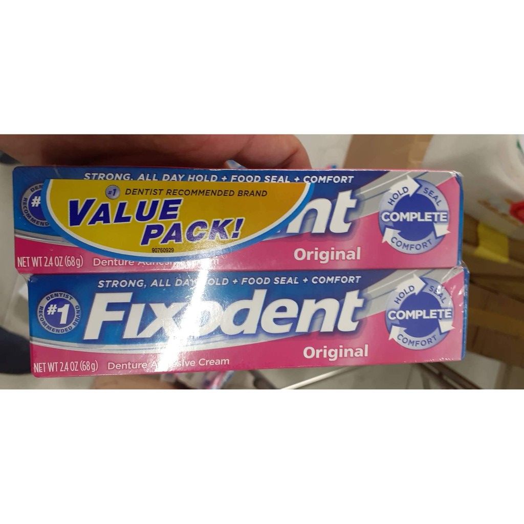 [1 TUÝT] Keo dán hàm tháo lắp Fixodent USA (68g)