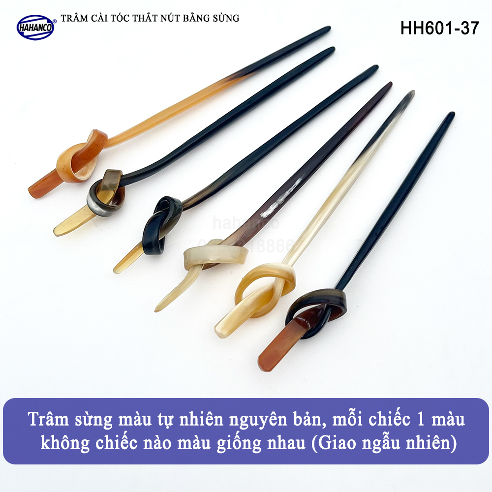Trâm cài tóc bằng sừng, đầu trâm thắt nút kiểu dáng lạ (HH601-37)