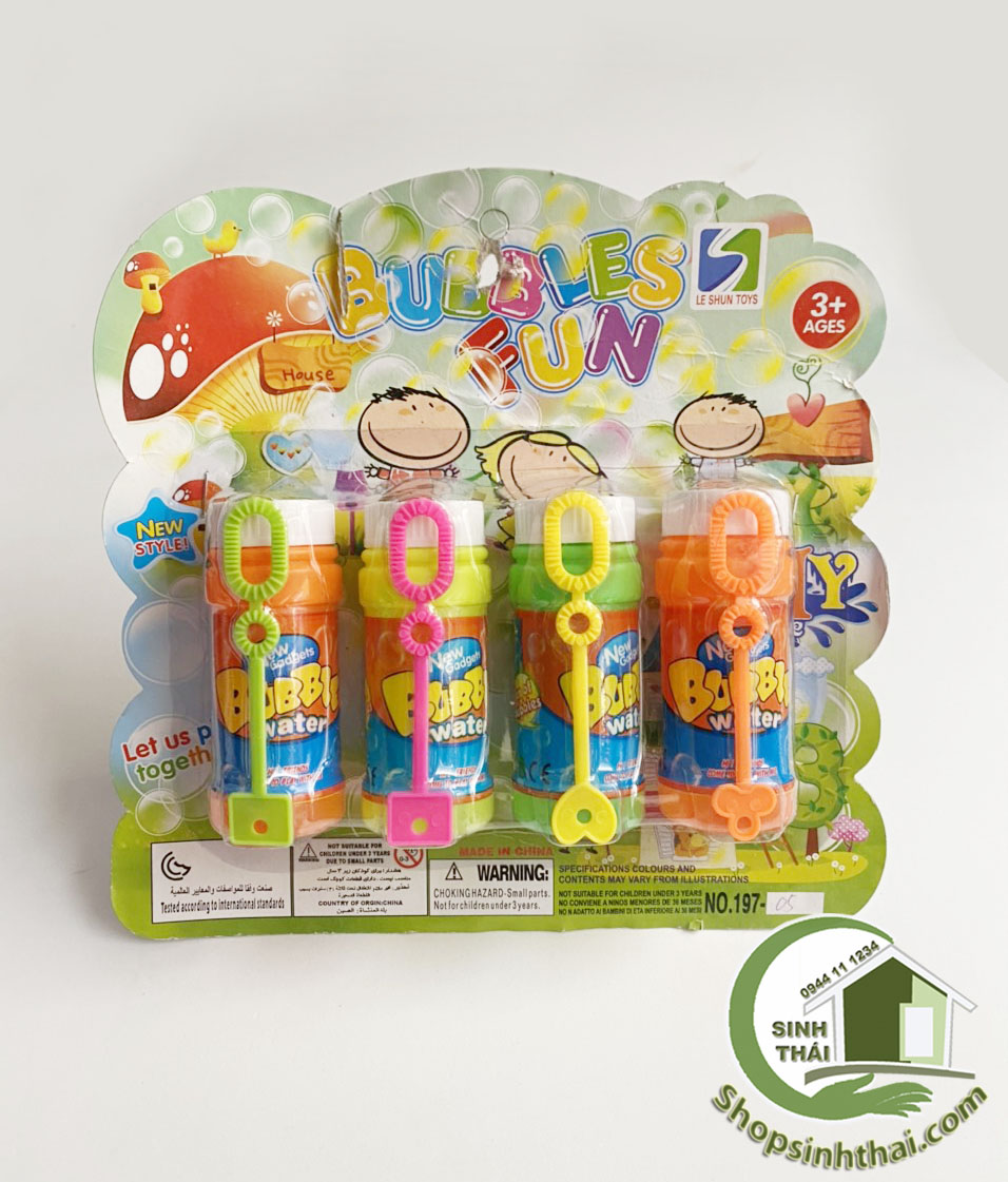 Lọ thổi bong bóng xà phòng - vỉ 4 lọ đồ chơi nước