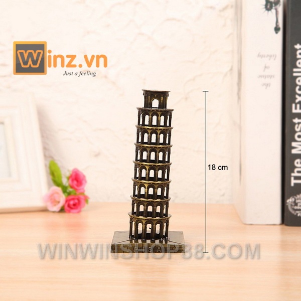 Mô hình tháp nghiêng Pisa cao 18 cm (Màu vàng rêu)