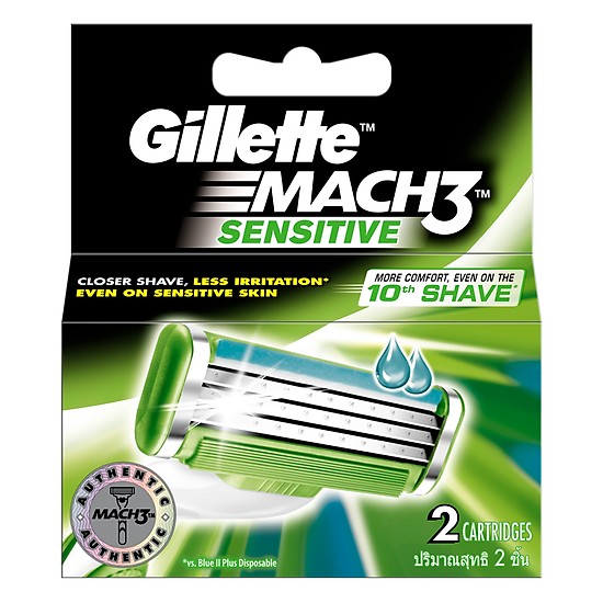 Lưỡi Cạo Gillette Mach3 Sensitive (2 Lưỡi)