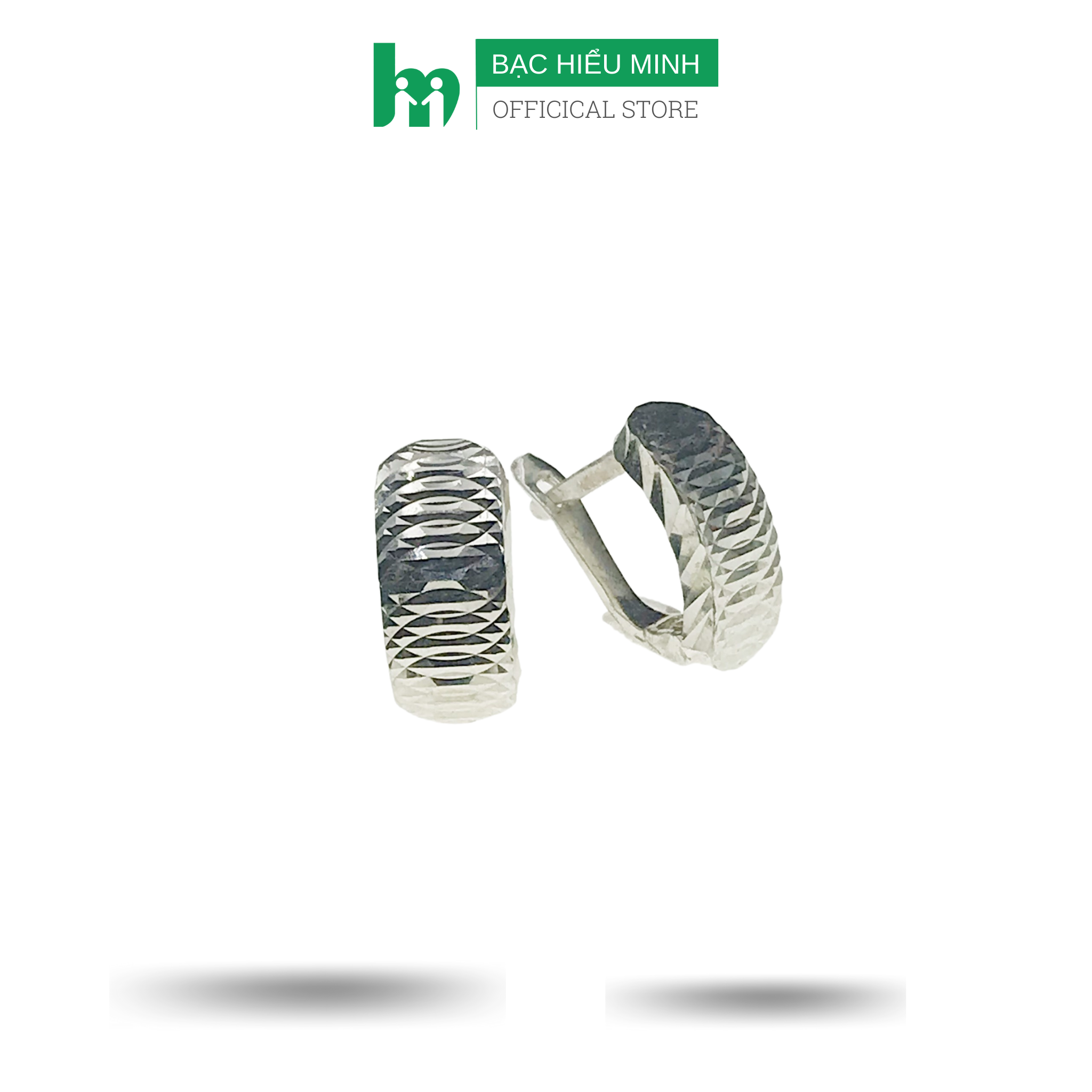 Bông tai khuyên tai bạc 925 phay máy 3d siêu sáng bạc hiểu minh ht355
