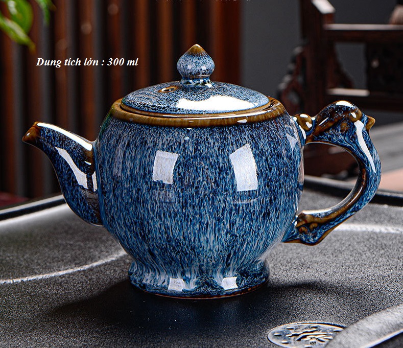 Bộ ấm chén pha trà men thiên mục Lông thỏ hỏa biến