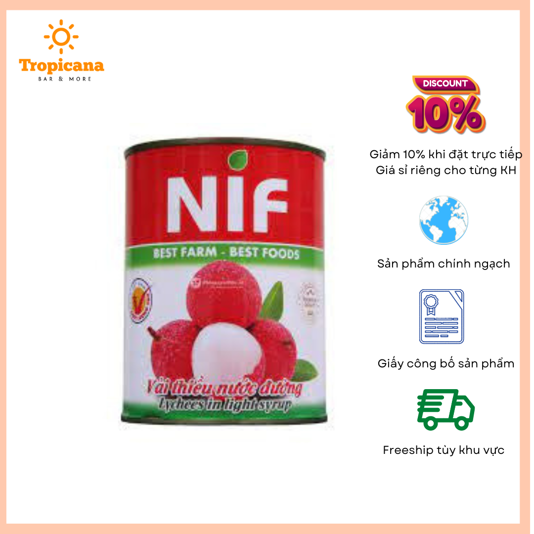 Vải ngâm NIF - Lon 560GR