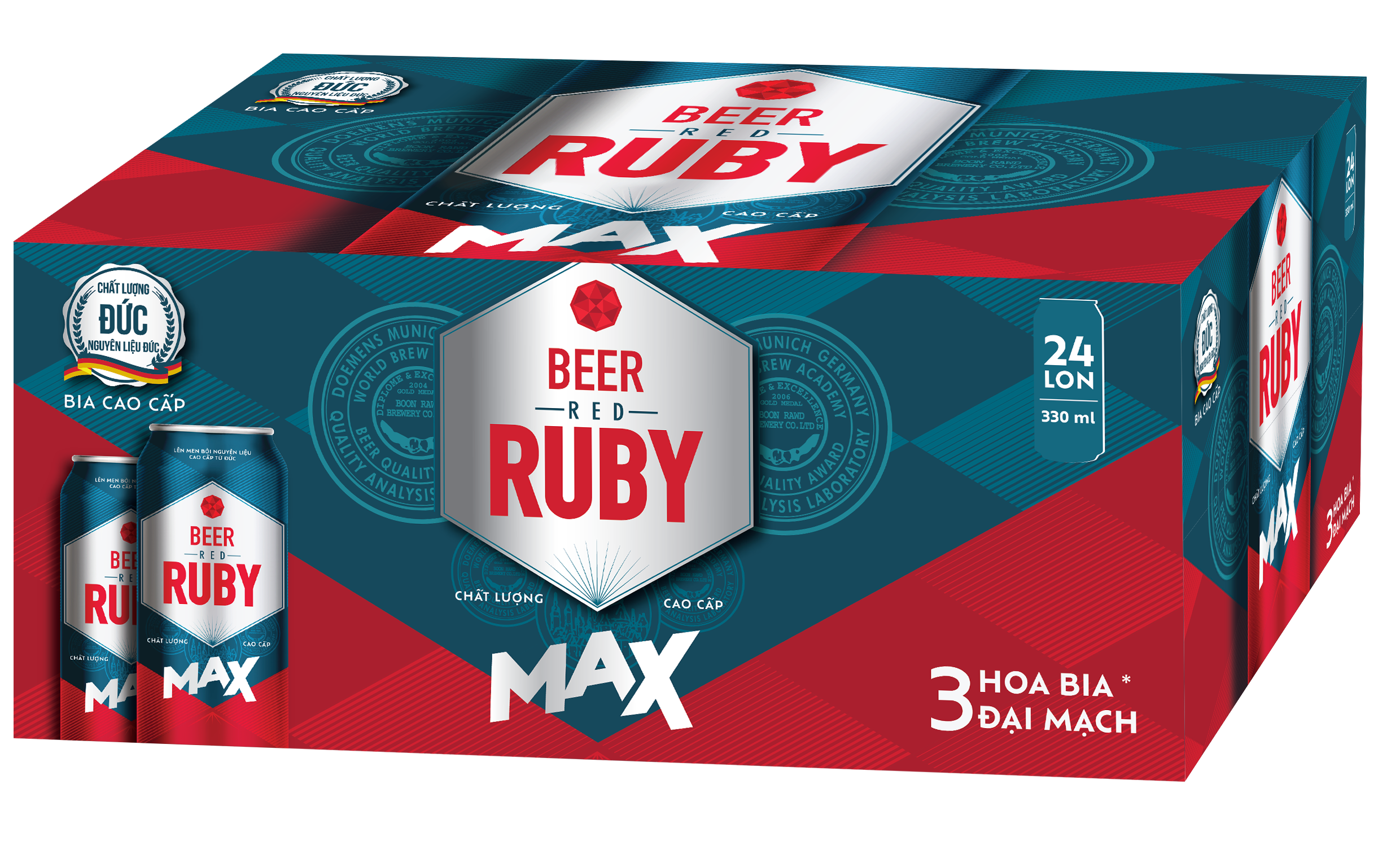 Bia Red Ruby Max - Thùng 24 Lon x 330ML