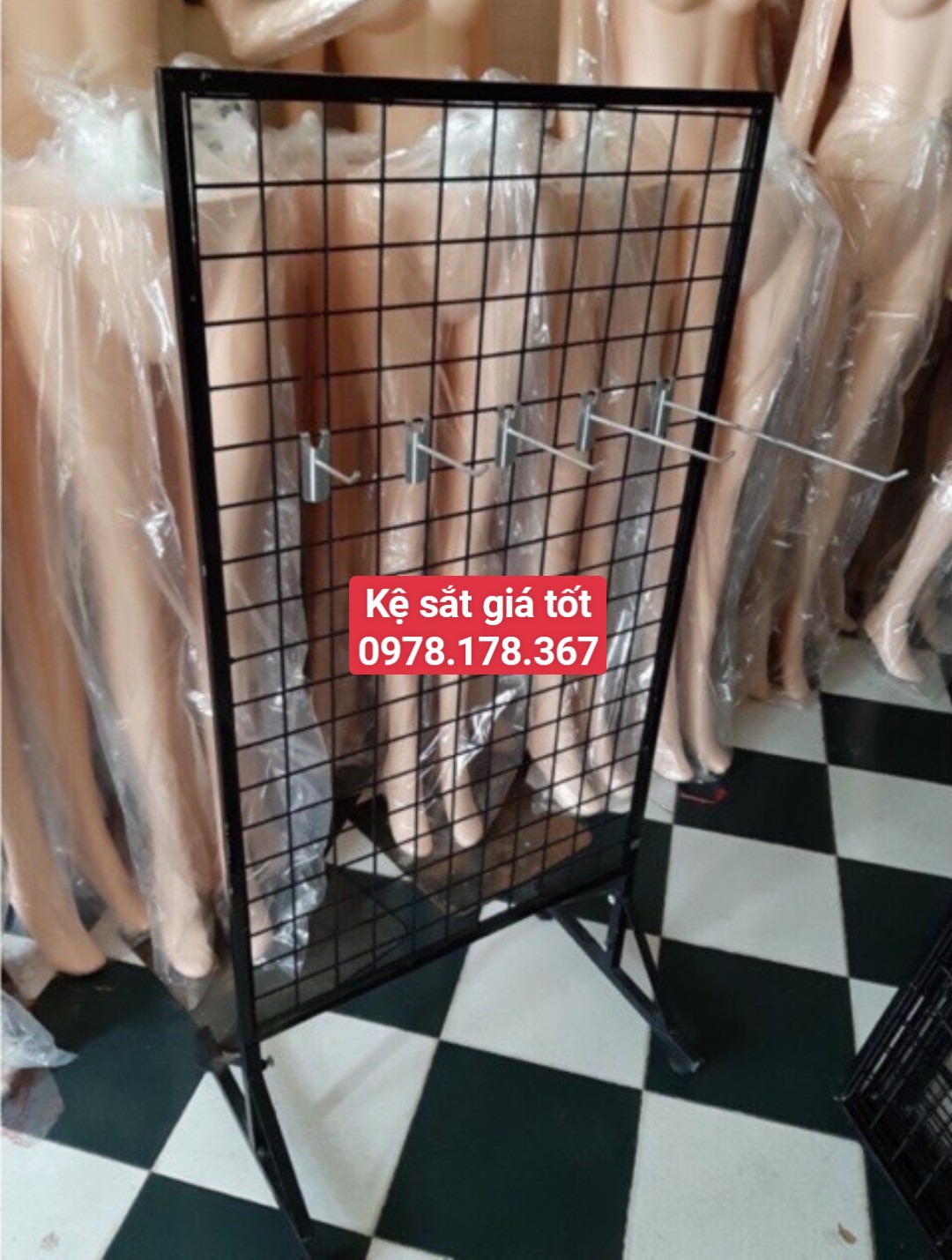 Khung lưới có chân treo phụ kiện cao cấp - 1.2mx60