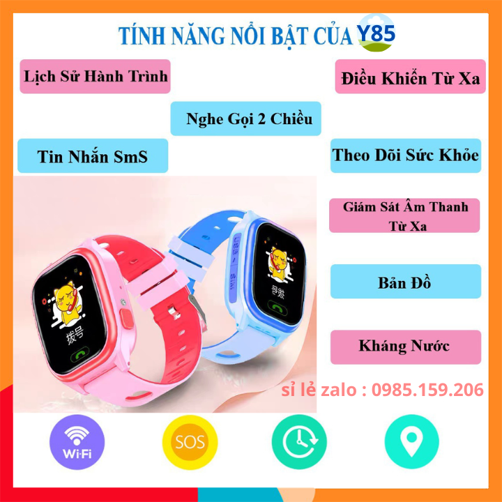 Đồng Hồ Thông Minh Trẻ Em Chống Nước Y85 Lắp Sim Nghe Gọi 2 Chiều, Định Vị, Có Game – Tiếng Việt- Pin Khỏe Giá Siêu Rẻ