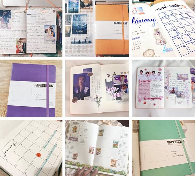 [Quà 0 đồng] Sổ Tay Paperideas A5 Bìa Da 9 màu Giấy Dot (9 màu bìa)