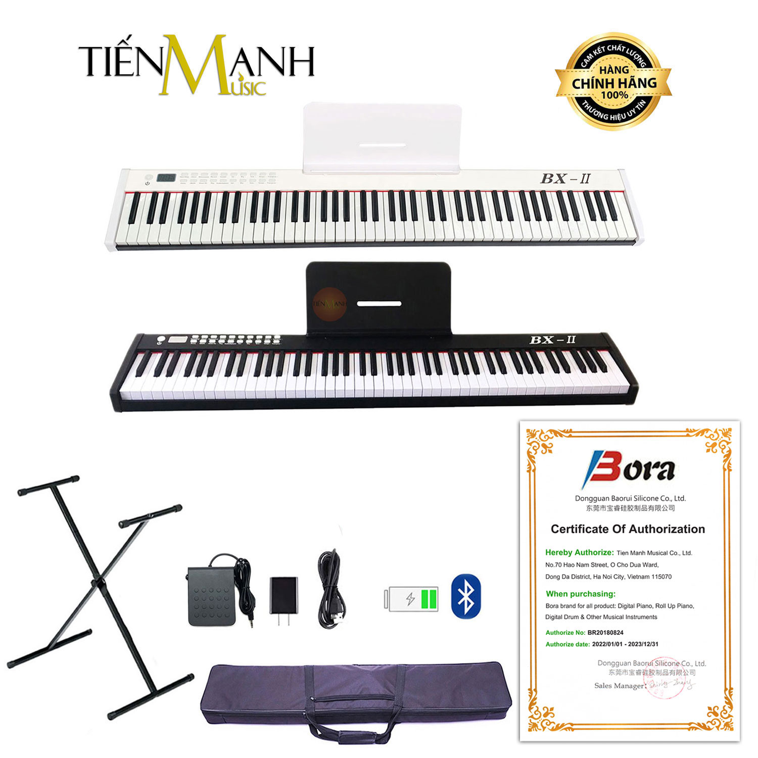 [Trả góp 0%] [Chính Hãng] Đàn Piano Điện Bora BX-II - Đàn, Chân, Bao, Nguồn BX-02 - 88 Phím nặng Cảm ứng lực Có Loa BX2