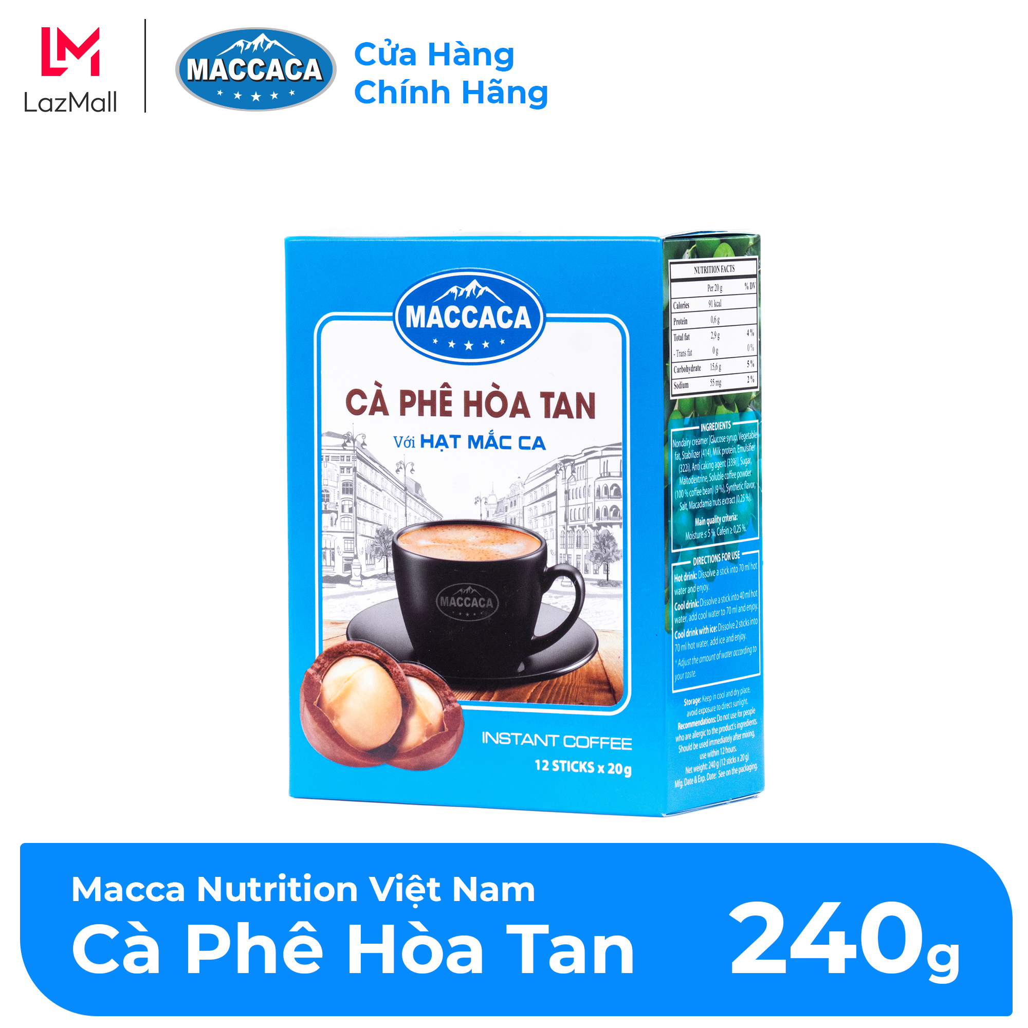 Maccaca - Cà Phê Hòa Tan với hạt Mắc Ca