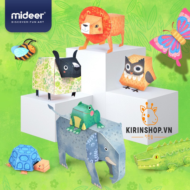 Bộ Xếp Hình 3D - Động Vật Quanh Ta - Mideer (Bộ)